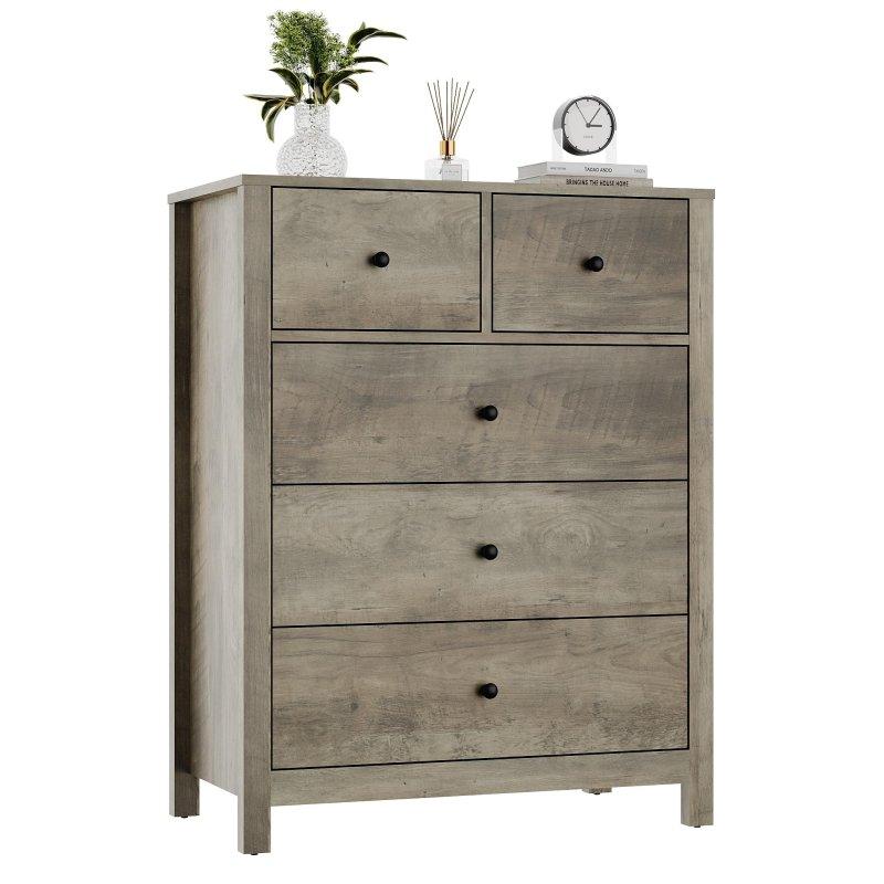 Gri MDF 5 Çekmeceli Modern Şifonyer - 74x40x94 cm - 308635