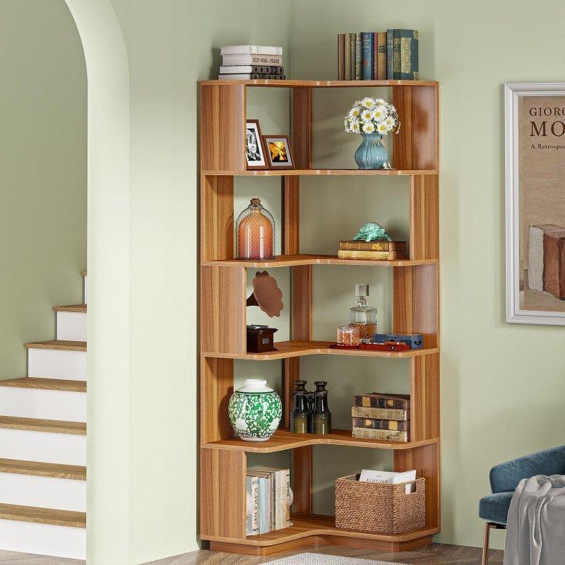 Gri MDF 6 Raflı Köşe Kitaplık - 60x60x165 cm - 314642 Gri MDF 6 Raflı Köşe Kitaplık - 60x60x165 cm - 314642