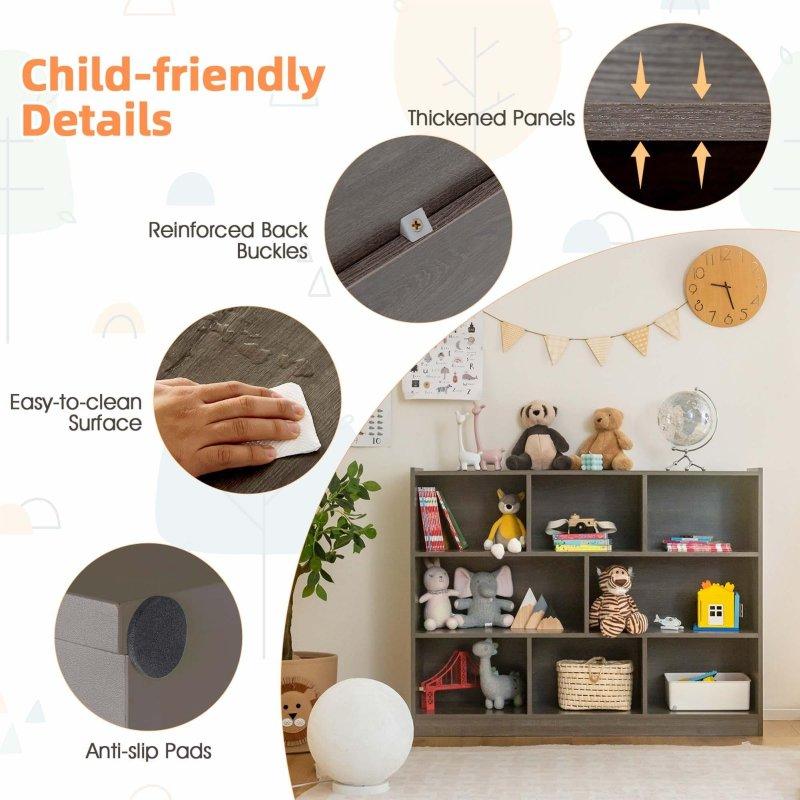 Gri MDF 8 Küp Raflı Kitaplık - 122x32x93 cm - 314147