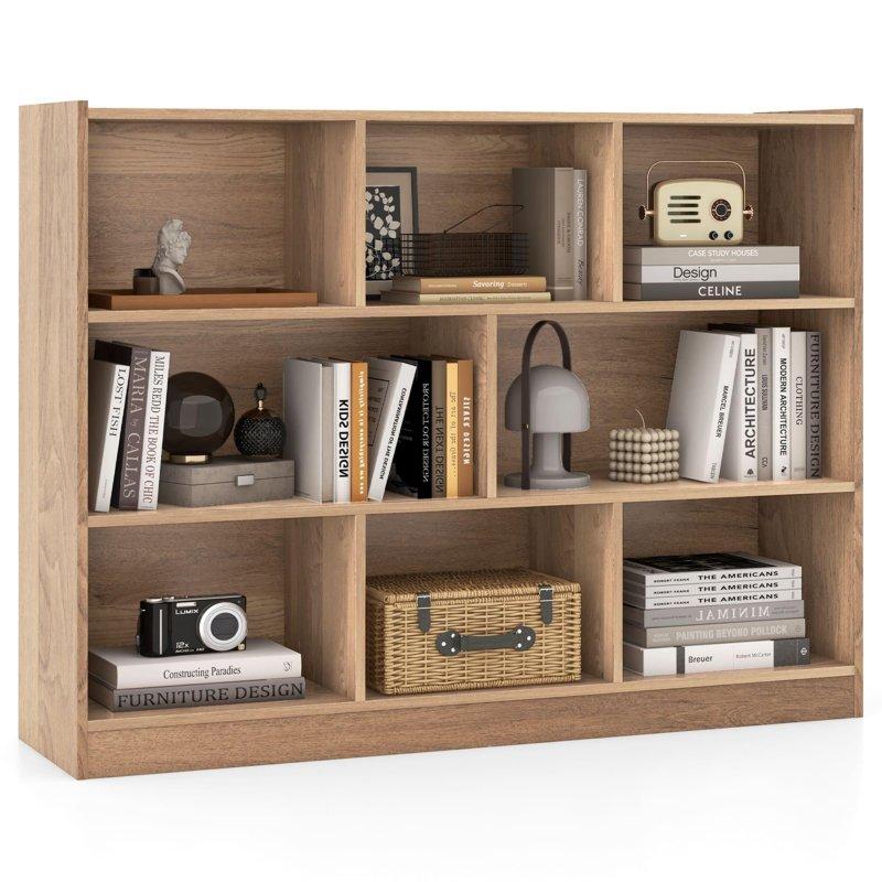 Gri MDF 8 Küp Raflı Kitaplık - 122x93 cm - 318195