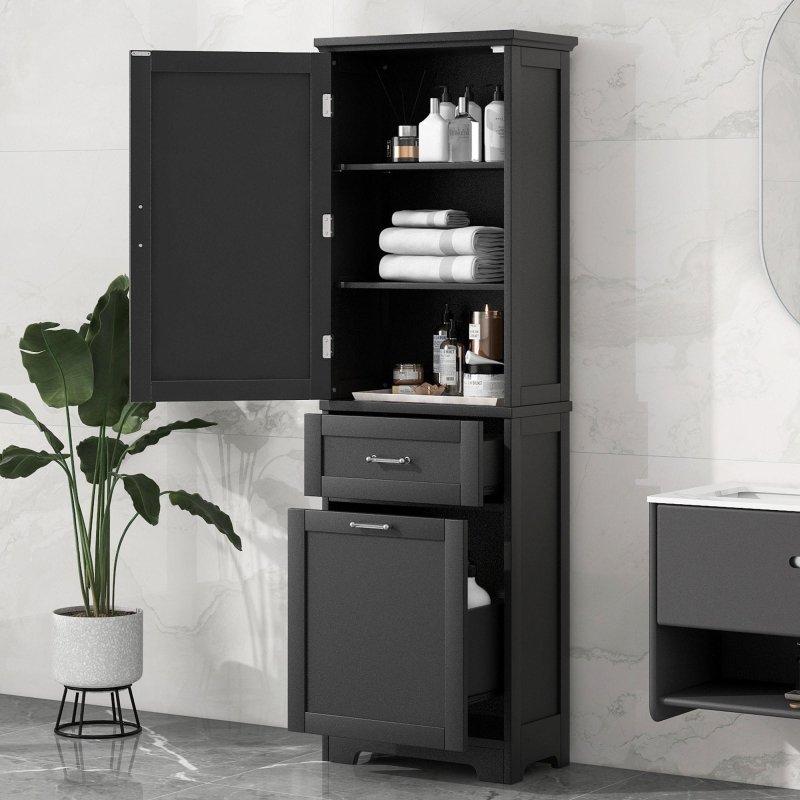 Gri MDF Ayarlanabilir Raflı 2 Çekmeceli Çok Amaçlı Banyo Dolabı - 334364
