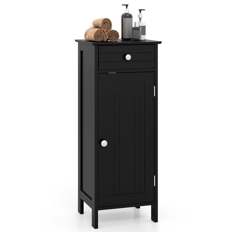 Gri MDF Ayarlanabilir Raflı ve Çekmeceli Çok Amaçlı Banyo Dolabı - 36x31x88 cm - 334204