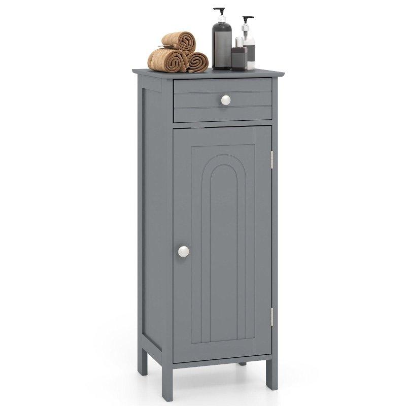 Gri MDF Ayarlanabilir Raflı ve Çekmeceli Çok Amaçlı Banyo Dolabı - 36x31x88 cm - 334204 Gri MDF Ayarlanabilir Raflı ve Çekmeceli Çok Amaçlı Banyo Dolabı - 36x31x88 cm - 334204