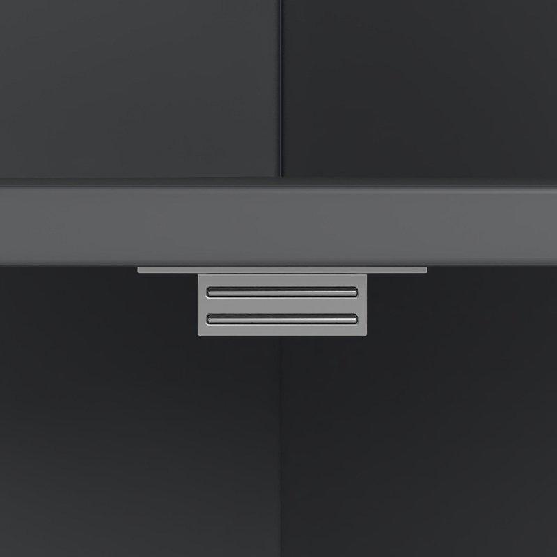 Gri MDF Ayarlanabilir Raflı ve Panjurlu Kapaklı Köşe Kitaplık - 174 cm - 314073