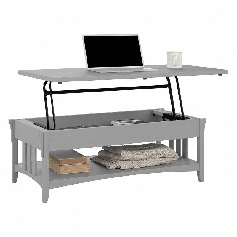 Gri MDF Depolamalı Yüksekliği Ayarlanabilir Akıllı Sehpa - 121x60x46 cm - 254615