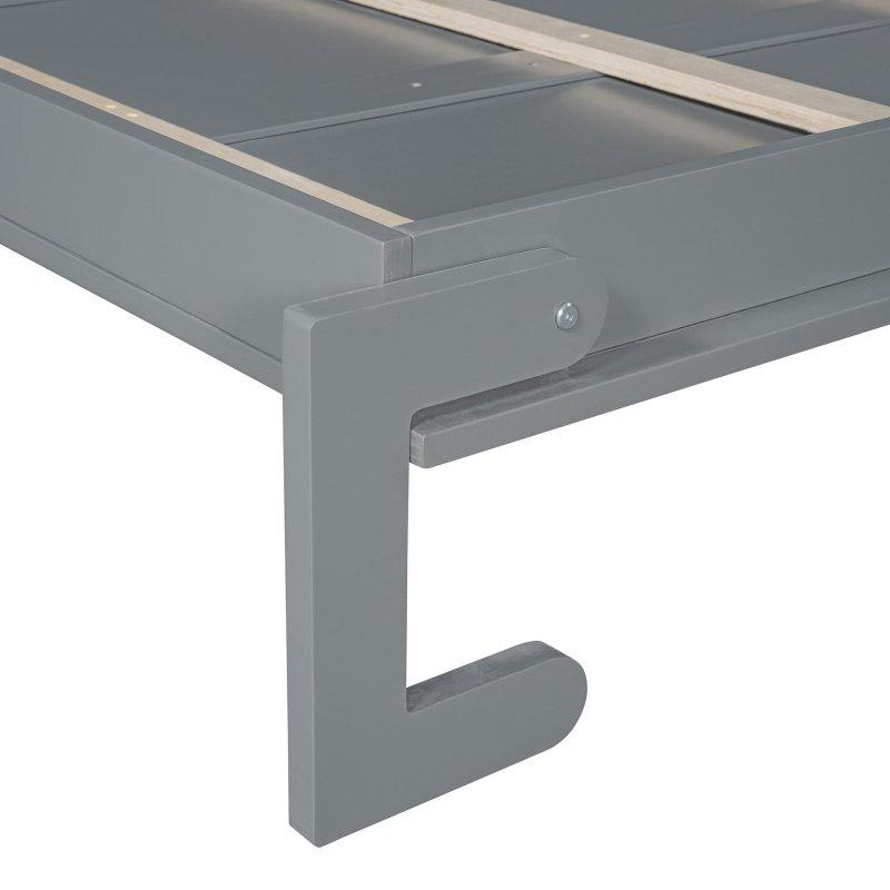 Gri MDF Dolaplı Çekmeceli Raflı Duvar Yatağı - 289 cm - 263561