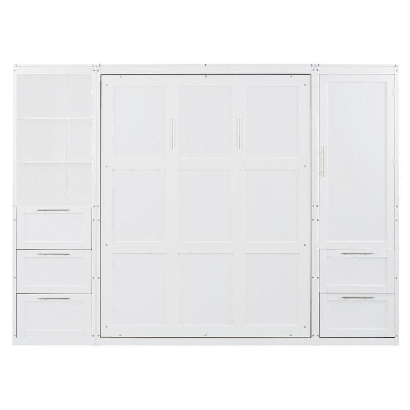 Gri MDF Dolaplı Çekmeceli ve Raflı Yan Açılır Duvar Yatağı - 262976