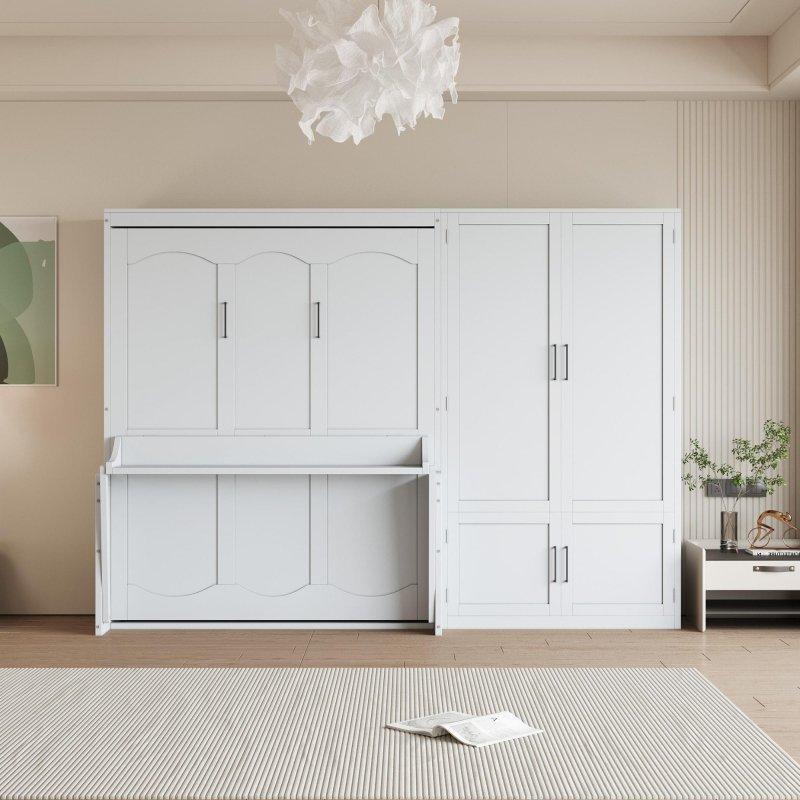 Gri MDF Dolaplı Hidrolik Sistemli Yan Açılır Duvar Yatağı - 262863