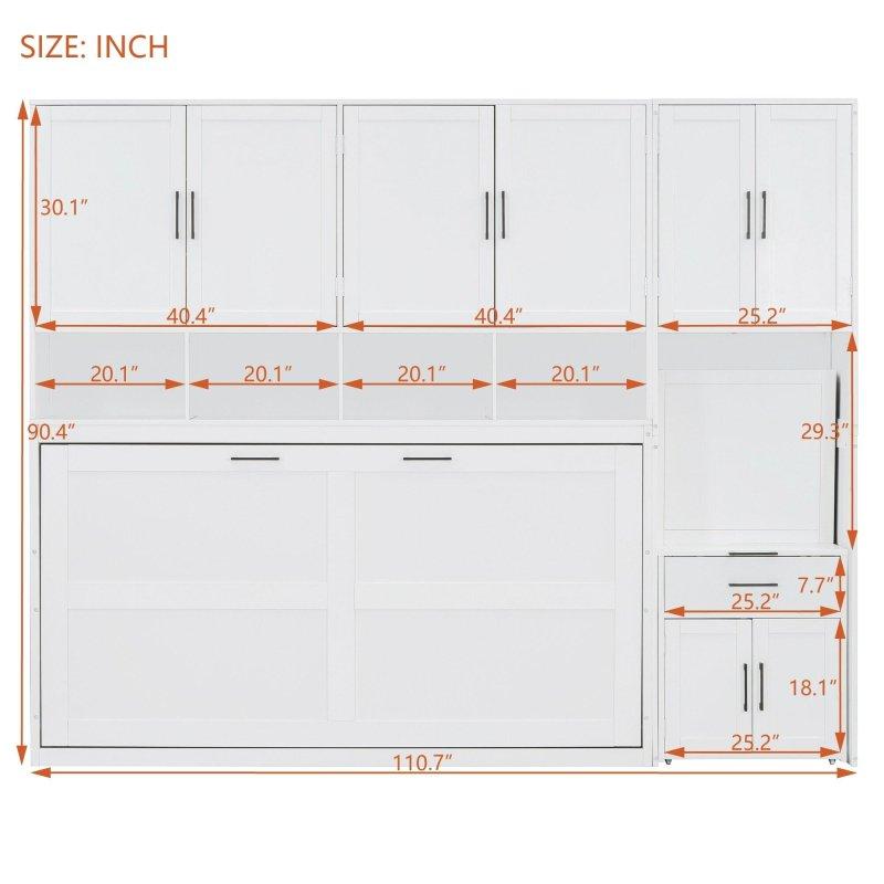 Gri MDF Dolaplı ve Çekmeceli Akıllı Duvar Yatağı - 265004