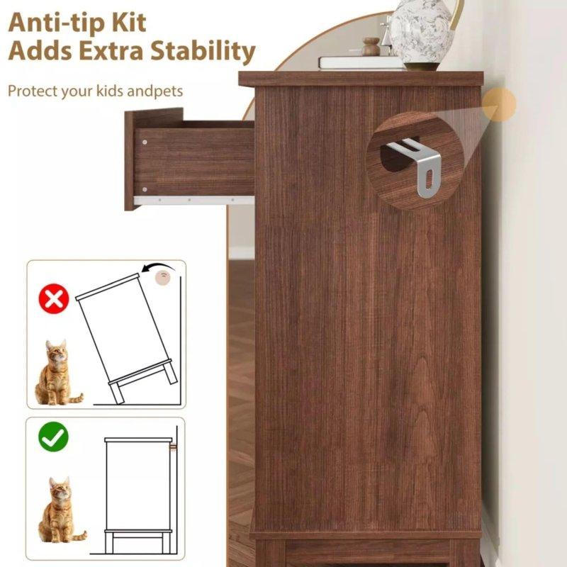 Gri MDF Girintili Çıkıntılı Desenli 4 Çekmeceli Rustik Şifonyer - 74x40x89 cm - 306731