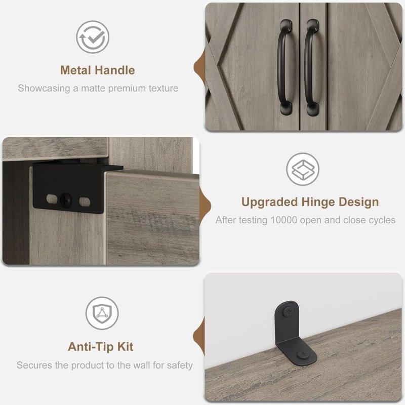 Gri MDF Kapaklı 5 Raflı Kitaplık - 81x33x175 cm - 315108