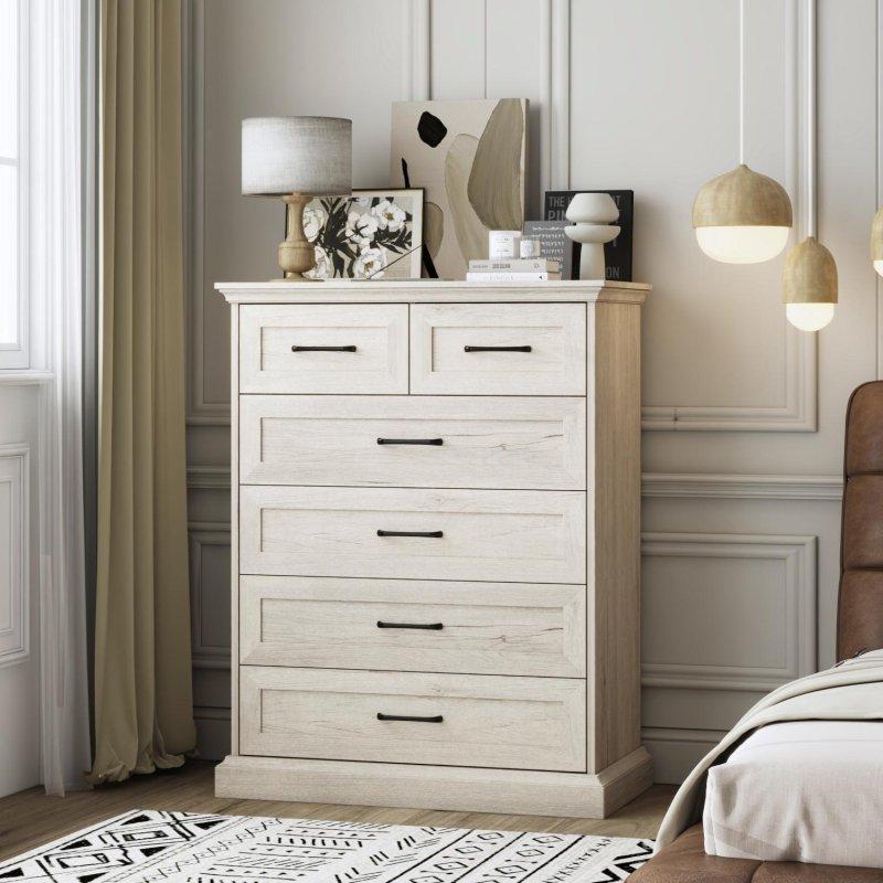 Gri MDF Kır Evi Tasarım 6 Çekmeceli Şifonyer - 297264