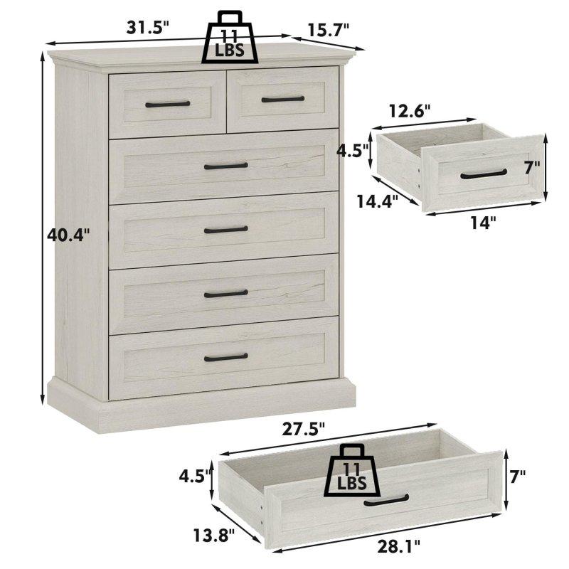 Gri MDF Kır Evi Tasarım 6 Çekmeceli Şifonyer - 297264