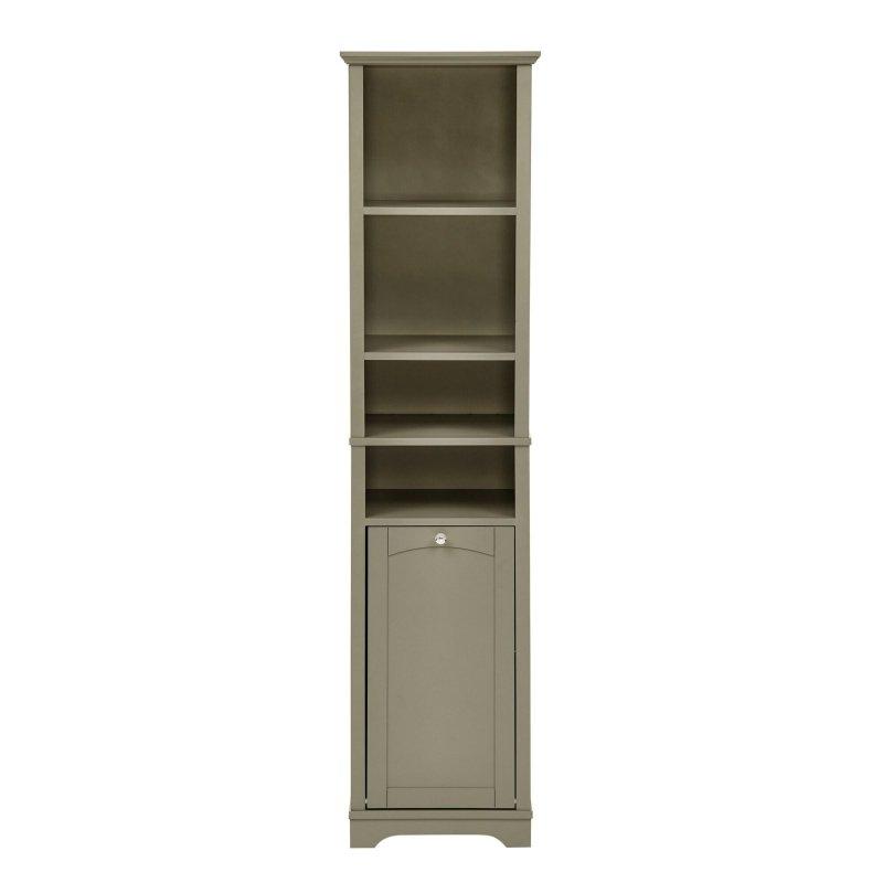 Gri MDF Kirli Sepetli Dar Çok Amaçlı Banyo Dolabı - 334146