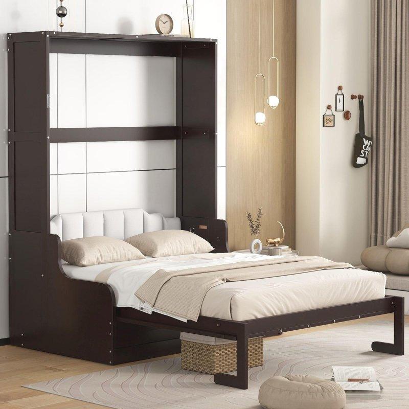 Gri MDF Koltuklu Çift Kişilik Duvar Yatağı - 225x169x222 cm - 261114