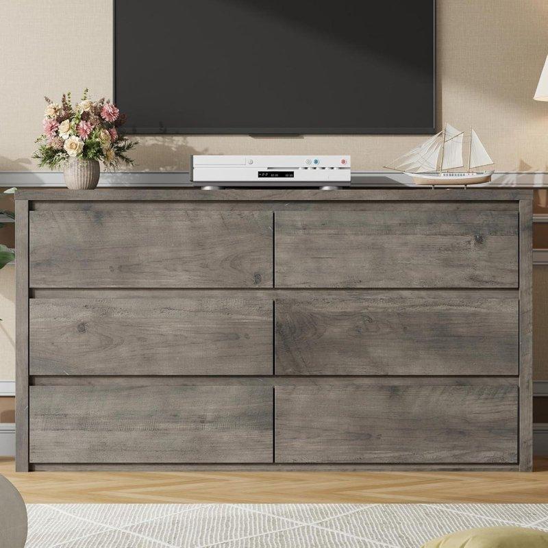 Gri MDF Kulpsuz 7 Çekmeceli Geniş Şifonyer - 135x135x82 cm - 297568