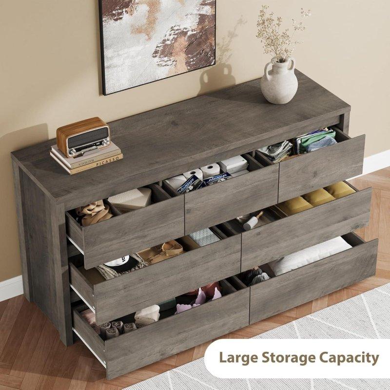 Gri MDF Kulpsuz 7 Çekmeceli Geniş Şifonyer - 135x135x82 cm - 297568