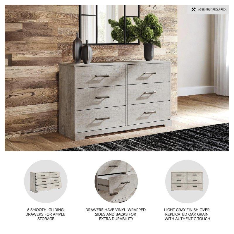 Gri MDF Laminat 6 Çekmeceli Şifonyer - 150x74x48 cm - 310554