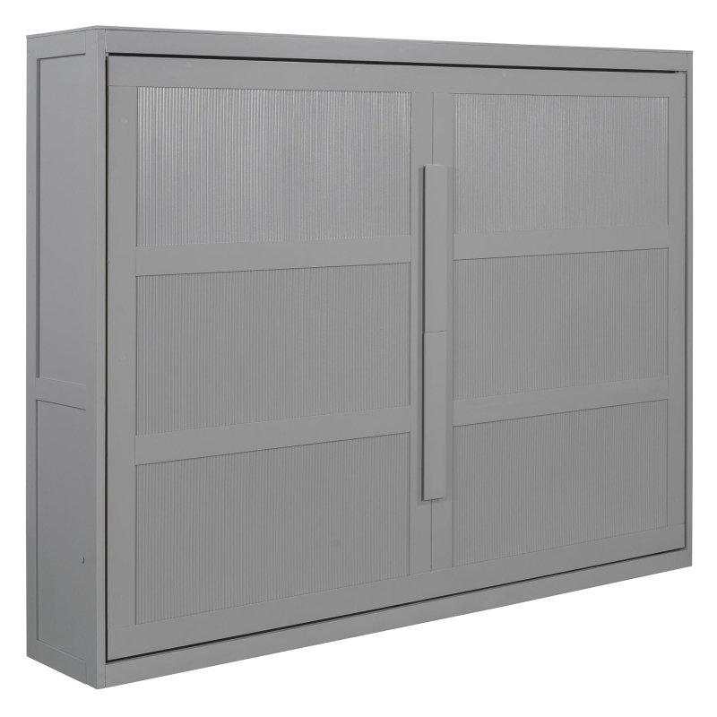 Gri MDF LED Aydınlatmalı Çift Kişilik Duvar Yatağı - 264228