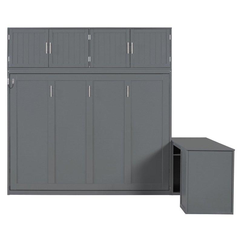 Gri MDF Masalı ve Dolaplı Hidrolik Duvar Yatağı - 265674