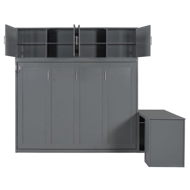 Gri MDF Masalı ve Dolaplı Hidrolik Duvar Yatağı - 265674
