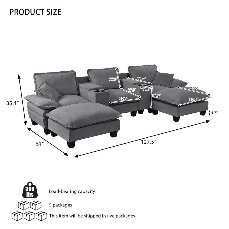 Gri MDF Modüler USB Portlu Saklama Alanlı Bohem Koltuk - 324x155x90 cm - 291569 Gri MDF Modüler USB Portlu Saklama Alanlı Bohem Koltuk - 324x155x90 cm - 291569