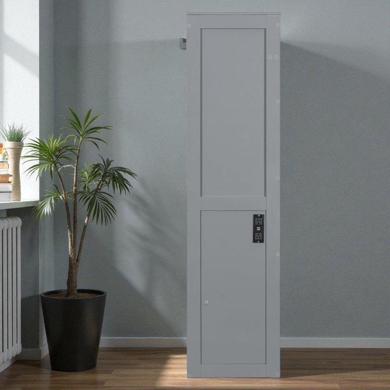Gri MDF Rattan Desenli Dolaplı Katlanır Duvar Yatağı - 262059