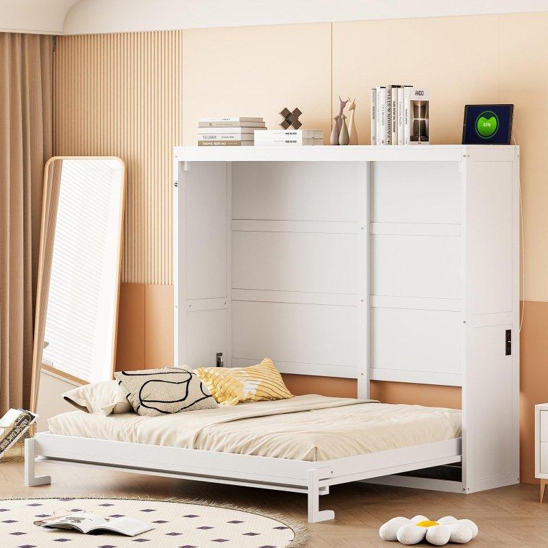 Gri MDF Rattan Dolaplı Kemerli Duvar Yatağı - 155 cm - 267135