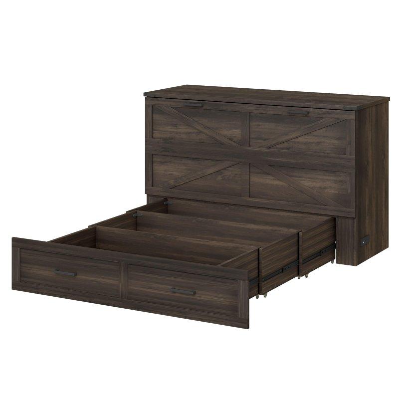 Gri MDF Şarj İstasyonlu ve Çekmeceli Queen Duvar Yatağı - 264935