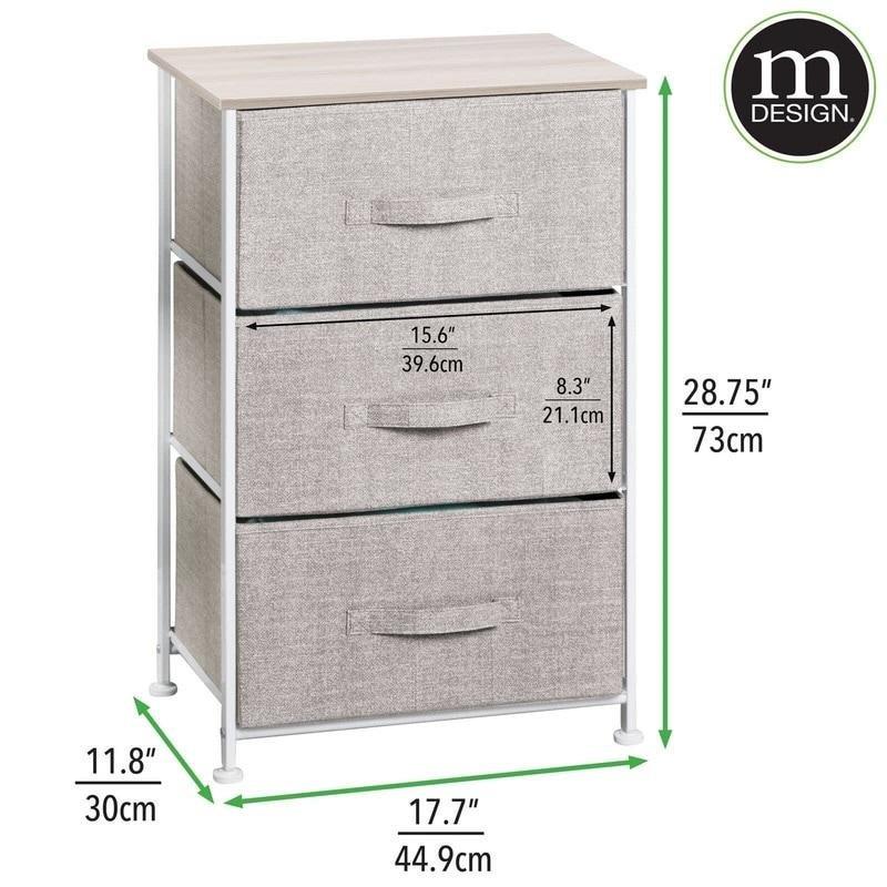 Gri MDF Tablalı 3 Kumaş Çekmeceli Metal İskeletli Şifonyer - 307316
