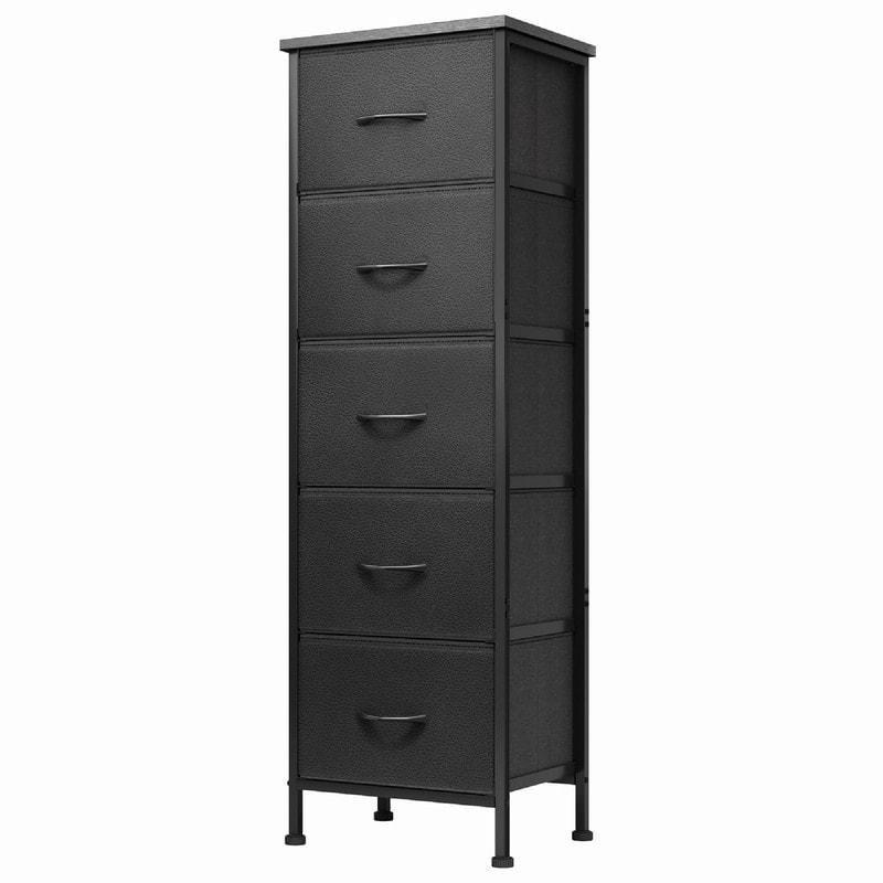 Gri MDF Tablalı 5 Çekmeceli Dar Şifonyer - 40x30x116 cm - 299611