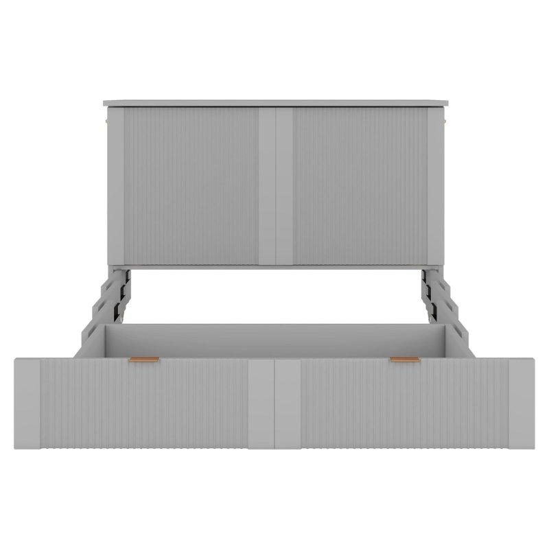 Gri MDF ve Kontrplak Çekmeceli USB Portlu Makaralı Sistem Duvar Yatağı - 146 cm - 262119