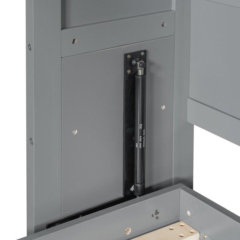 Gri MDF ve Kontrplak Depolamalı Katlanır Duvar Yatağı - 265328