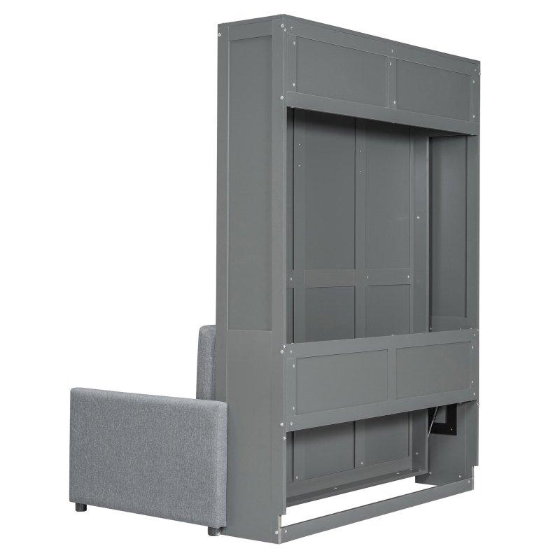 Gri MDF ve Kontrplak Koltuklu Duvar Yatağı - 212x167x213 cm - 266997