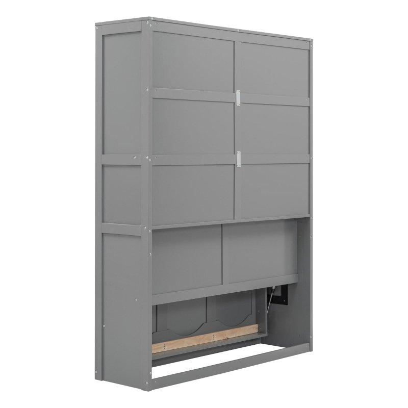 Gri MDF ve Kontrplak Raflı Çift Pistonlu Duvar Yatağı - 263923