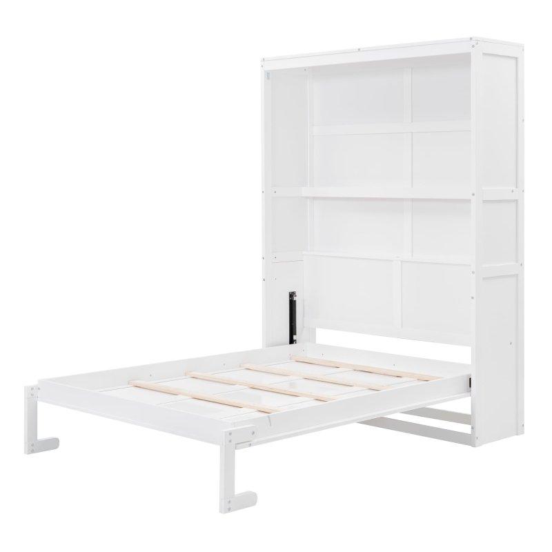 Gri MDF ve Kontrplak Raflı Katlanır Duvar Yatağı - 156 cm - 263904
