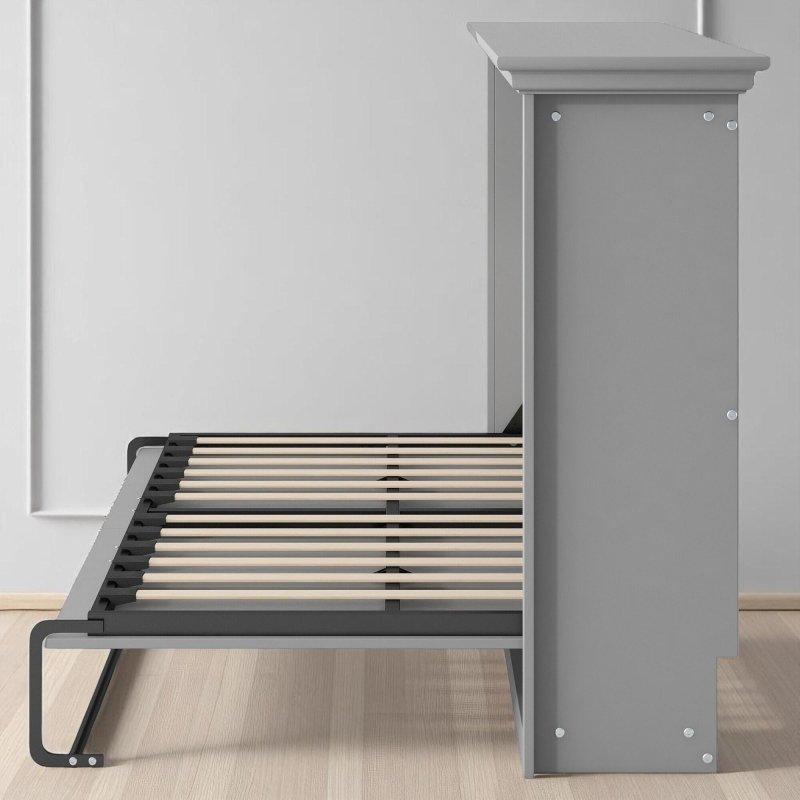 Gri MDF ve Metal Dolaplı Tek Kişilik Duvar Yatağı - 100x194 cm - 263753