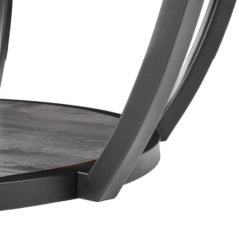 Gri MDF ve Metal İki Katlı Açık Raflı Yuvarlak Orta Sehpa - 81x44 cm - 241851