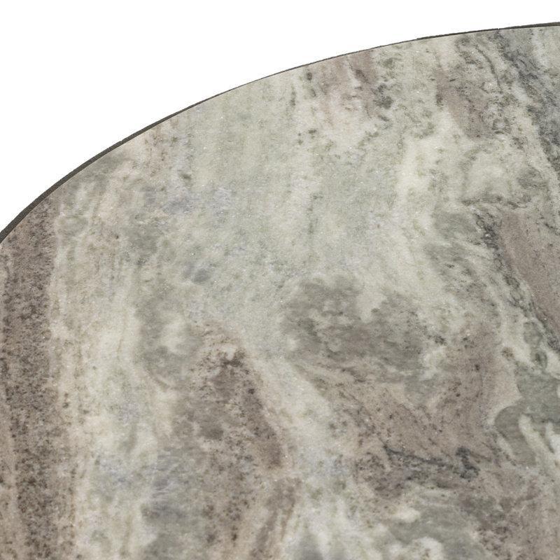 Gri Mermer Tablalı Alüminyum Kaide Ayaklı Yuvarlak Orta Sehpa - 90 cm - 245539