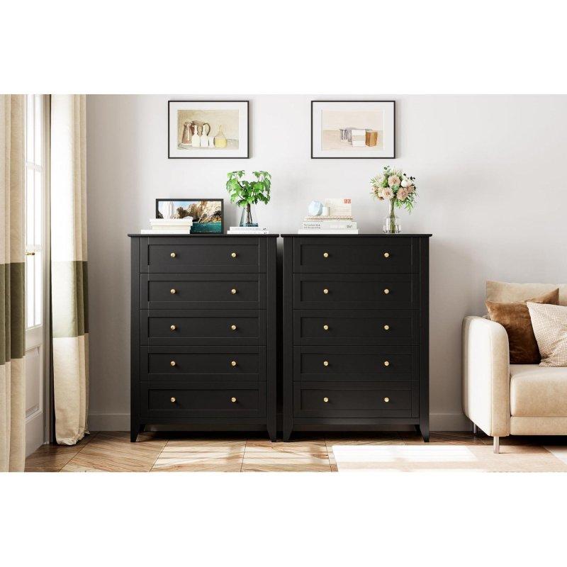 Gri Meşe 5 Çekmeceli Metal Kulplu Modern Şifonyer - 296364