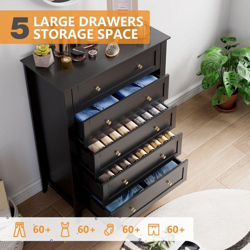 Gri Meşe 5 Çekmeceli Metal Kulplu Şifonyer - 304173