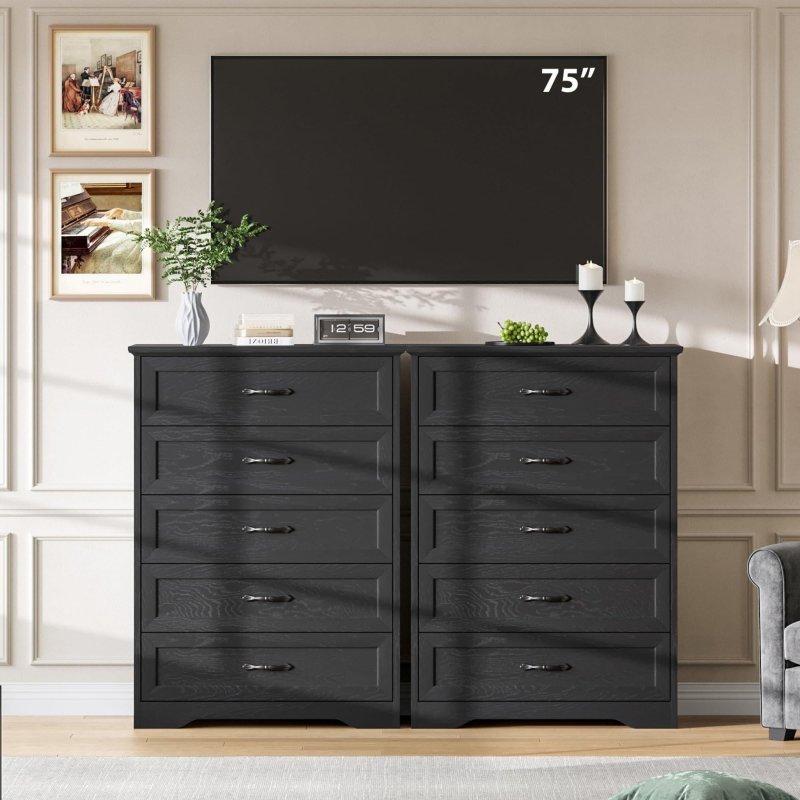 Gri Meşe 5 Çekmeceli Metal Kulplu Yüksek Şifonyer - 112 cm - 297068