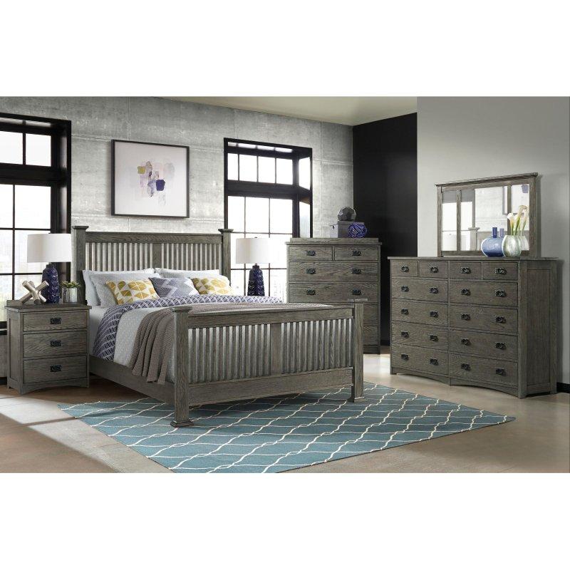 Gri Meşe Ahşap Kapaklı 6 Çekmeceli Şifonyer - 102x49x140 cm - 306334