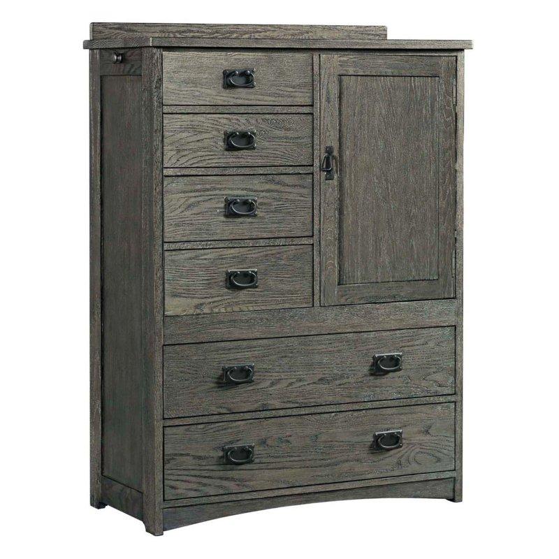 Gri Meşe Ahşap Kapaklı 6 Çekmeceli Şifonyer - 102x49x140 cm - 306334