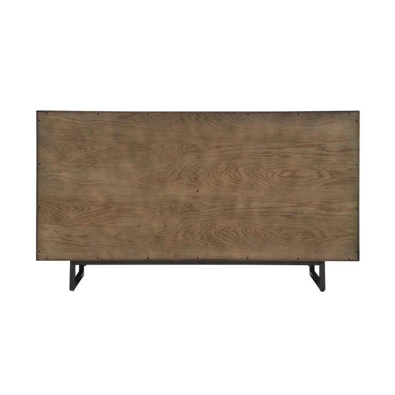 Gri Meşe Ahşap Siyah Metal Ayaklı 6 Çekmeceli Şifonyer - 153x46x87 cm - 304654