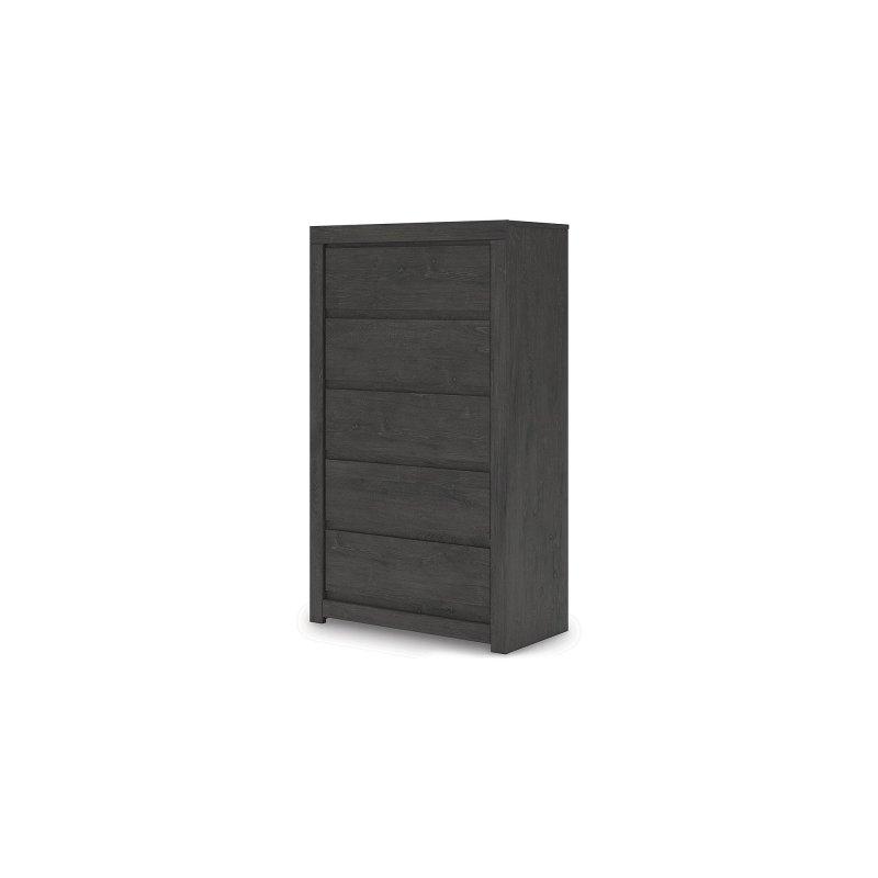 Gri Meşe Desenli Kulpsuz 5 Çekmeceli MDF Şifonyer - 81x138x40 cm - 305666
