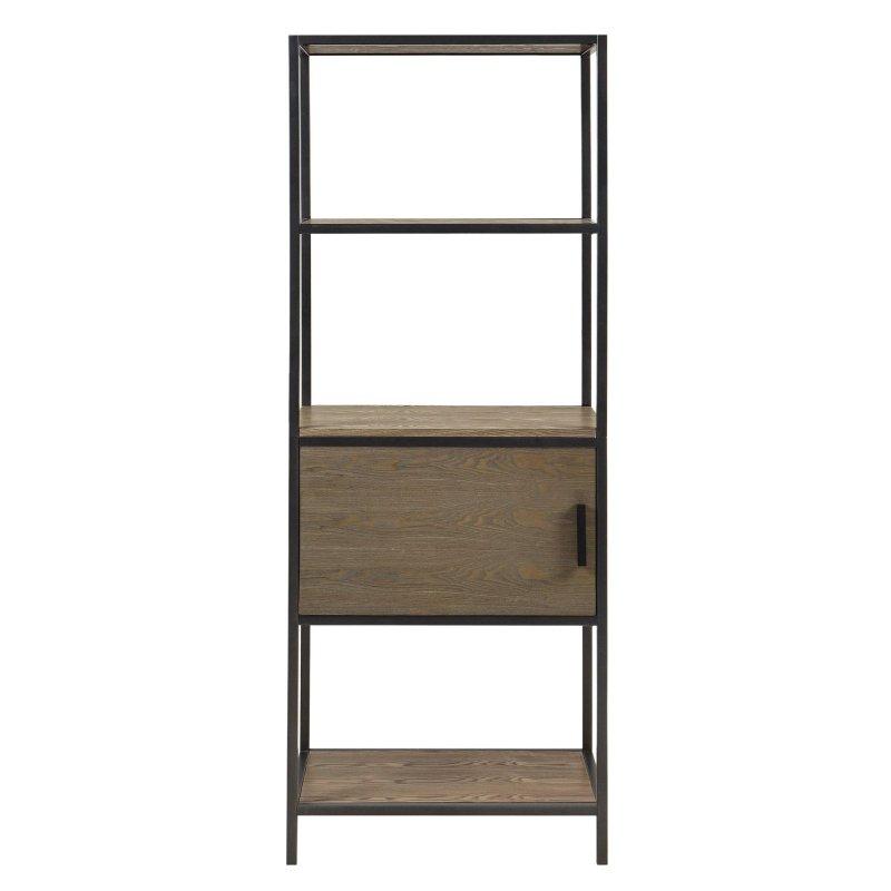 Gri Metal Ahşap Dolaplı 3 Raflı Kitaplık - 61x39x163 cm - 312534
