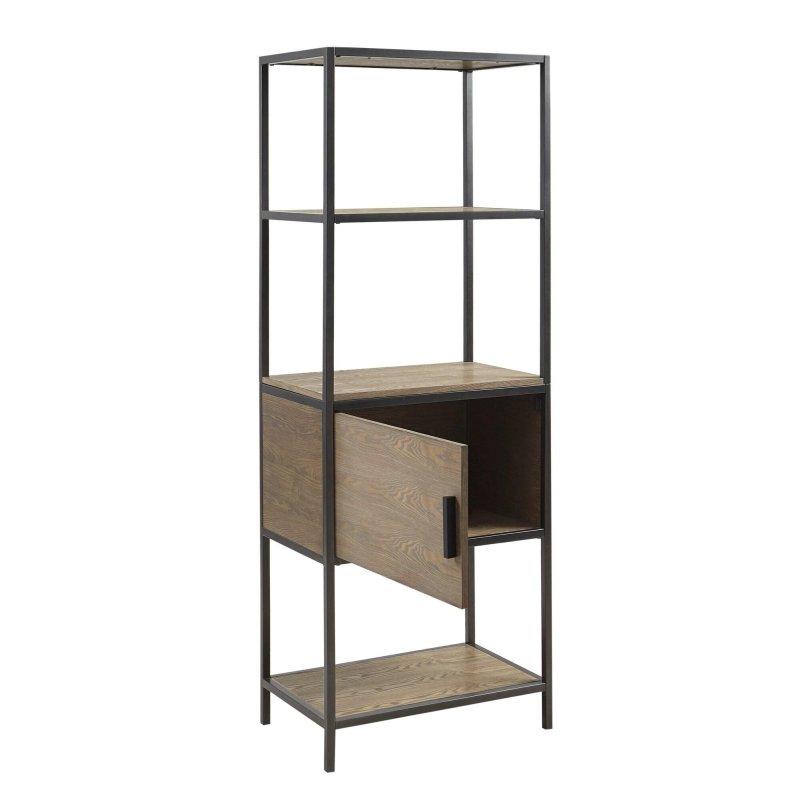 Gri Metal Ahşap Dolaplı 3 Raflı Kitaplık - 61x39x163 cm - 312534