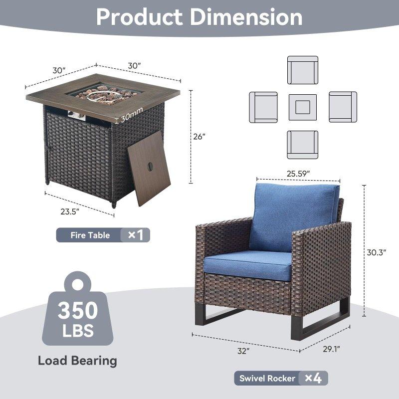 Gri Metal Ateş Çukurlu Sentetik Rattan Bahçe Takımı - 272041