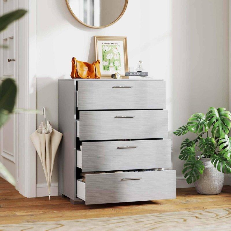 Gri Metal Ayaklı 4 Çekmeceli Ahşap Şifonyer - 79x46x101 cm - 299294